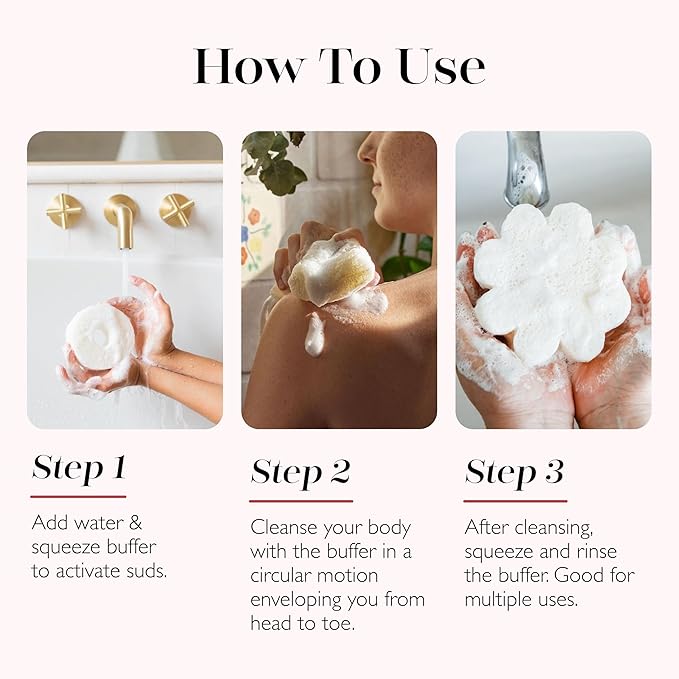 Spongelle Beach Grass Spongette Loofah Body Scrubber | Bath & Shower Loofah for Women | Body Scrubber Exfoliator with Body Wash Infused Sponge | 5+ uses | Crisp Marine, Green Tea & White Amber