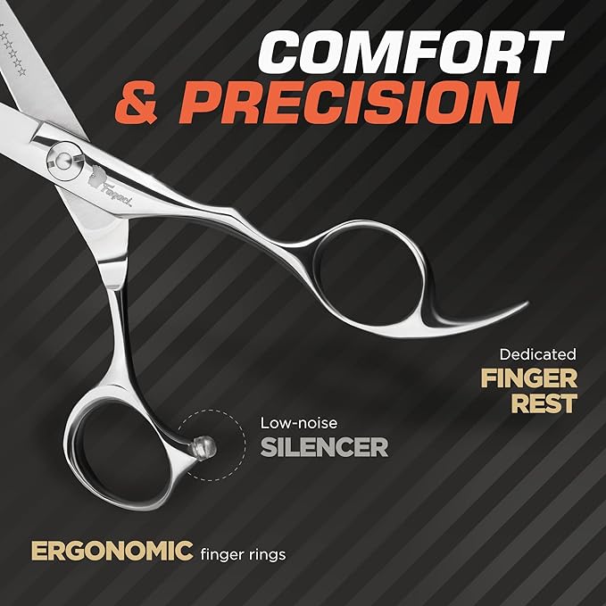 Fagaci Professional Hair Scissors 6" - Extremely Sharp Blades, Fine Cutting Shears Set for Men and Women, Barber Scissors Kit