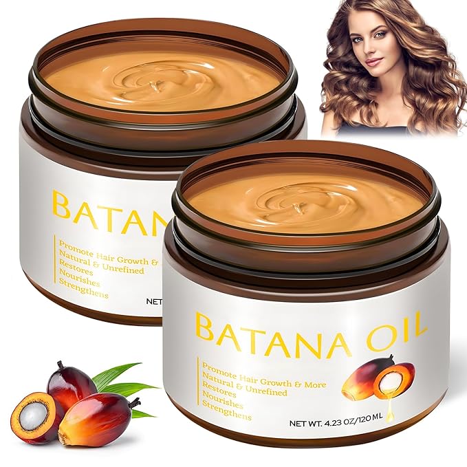 100% Natural Raw Batana Oil for Hair Growth,Dr Sebi Hair Growth Oil From Honduras,Unrefined Hair Oil,Natural and Pure,Prevents Hair Loss and Promotes Hair Thickness for Men and Women（2 Bottles）