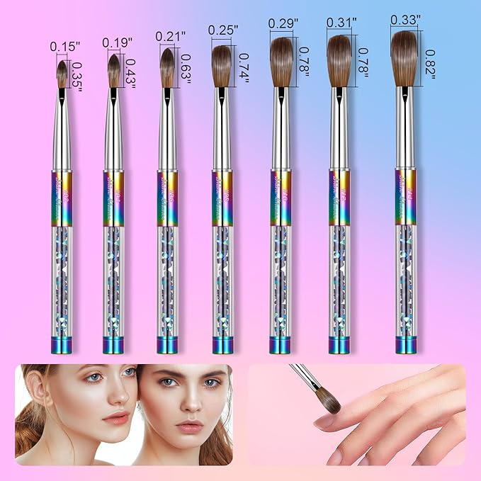 Acrylic Nail Brush Size 4, 100% Real Kolinsky Art Nail Brush for Acrylic Powder Application, Handmade Women Manicure Nail Extension Tool for Professional DIY Home Salon and Beginners