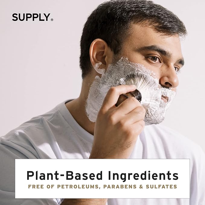 SUPPLY Ultra Lather Shaving Cream Black Pepper & Fir - Hypoallergenic Formula for Men - 3.4 Oz Jar - Naturally Soothes and Protects, Guards Against Razor Burn and Irritation