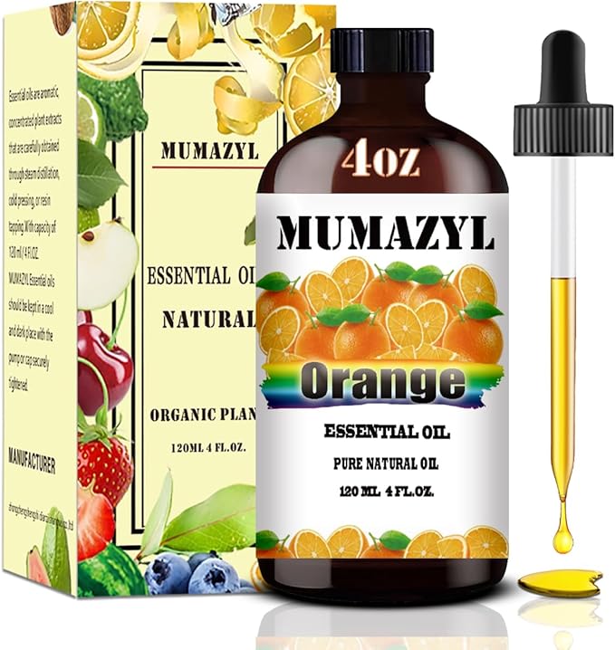 Sweet Orange Essential Oil, Sweet Orange Oil 4 Fl Oz 120ML for Diffuser Humidifier Yoga Cleaning DIY Candle Soap Making Essential Oils