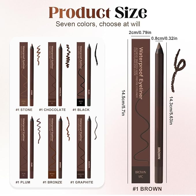 Eyeliner Pencil, Long Lasting Smudge-Proof Professional Eyeliner, Smooth and Easy to Apply, Effortlessly Create Any Look (Bronze)