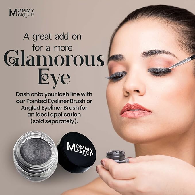 Mommy Makeup Waterproof Stay Put Gel Eyeliner Pot with Micropigments - Smudge-Proof, Long Lasting, Highly Pigmented Cream Eye Liner, 0.14 oz (Steel Magnolia)