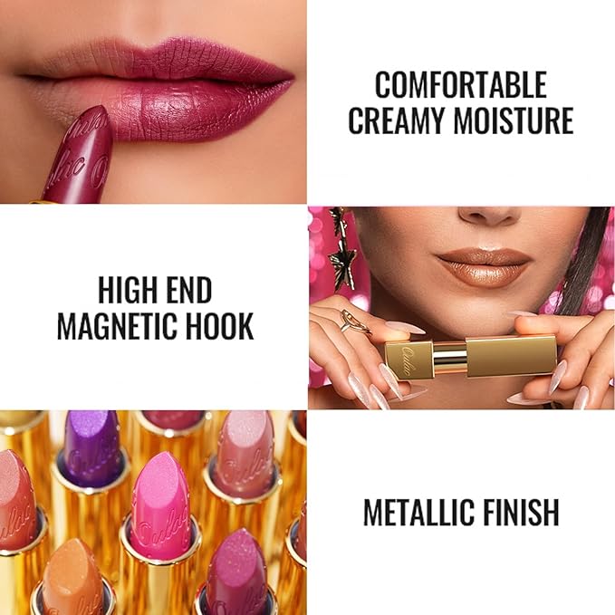 Oulac Lipstick & Lipliner Set 3PCS High Impact Lipcolor with Moisturizing Formula, Vegan Beauty, Full-Coverage Lip Color, Gift Lipstick for Women, 03+08+D06