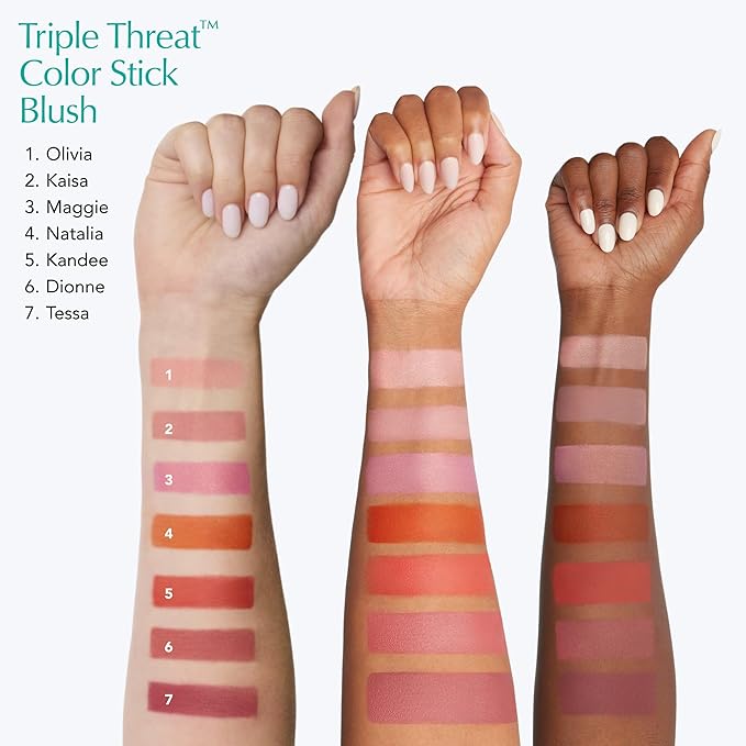 Thrive Causemetics Triple Threat Color Stick: Cream Blush Stick with Vitamin E, Evening Primrose Oil, Waterproof Smudge Proof Face Makeup Formula, Kaisa (Dusty Rose Matte)
