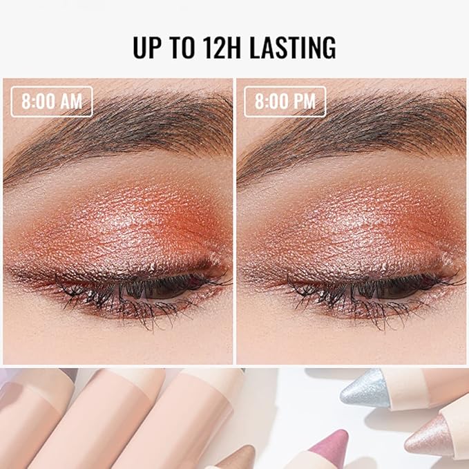 Oulac Milky White Eyeshadow Pencil – Twist-Up Waterproof Crayon, Subtle Shimmer Finish, Vegan & Cruelty-Free, 1.25g, WM04 Heaven's Dance