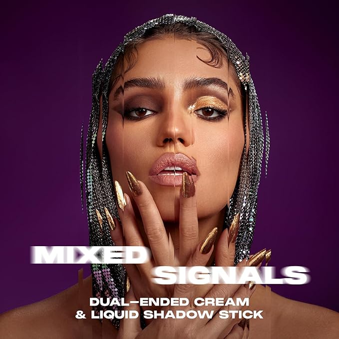 Morphe Mixed Signals Dual-Ended Eyeshadow Stick - Cream Eyeshadow Pigment & Chrome Liquid Flakes for Bold, Layered Eye Makeup Looks - Into It/Over It (0.96 oz)