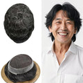 FACE MIRACLE Hair System for Men French Lace Mens Toupee Human Hair Replacement System Lace with PU Toupee for Man 6"X8" #1B10 1B# OFF BLACK WITH 10% SYNTHETIC GREY