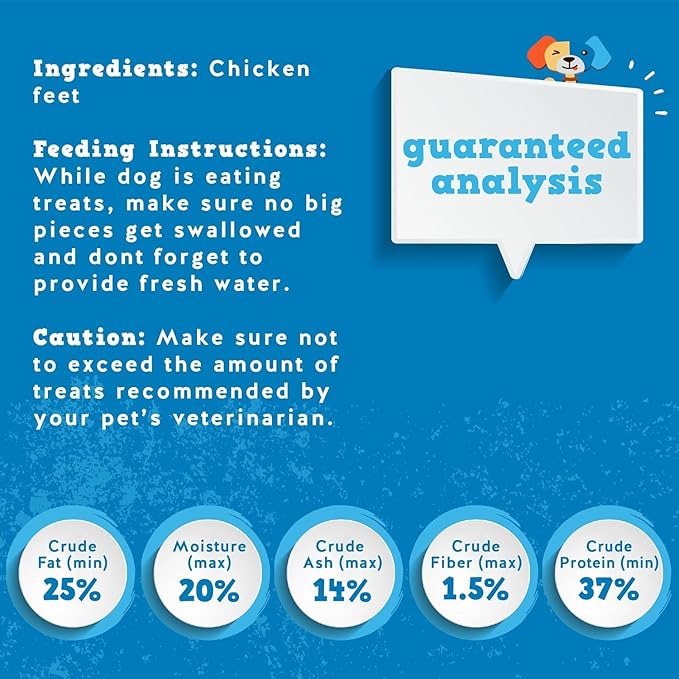 Jack&Pup Dried Chicken Feet Dog Treats | 100% Natural, Fully Digestible, Dehydrated Chicken Feet for Dogs High Protein, Joint Support (75 Pack) Economical Alternative to Duck Foot and Pig Ears