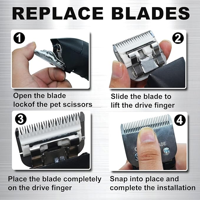 Docal Detachable Clipper Ceramic Blades 10#/40#/4FC/5FC/7FC Silver, Dog Grooming Clipper Replacement Blades Compatible with KM Series Clippers, Most A5, Cut Length 0.25mm to 9.5mm, 5 Packs
