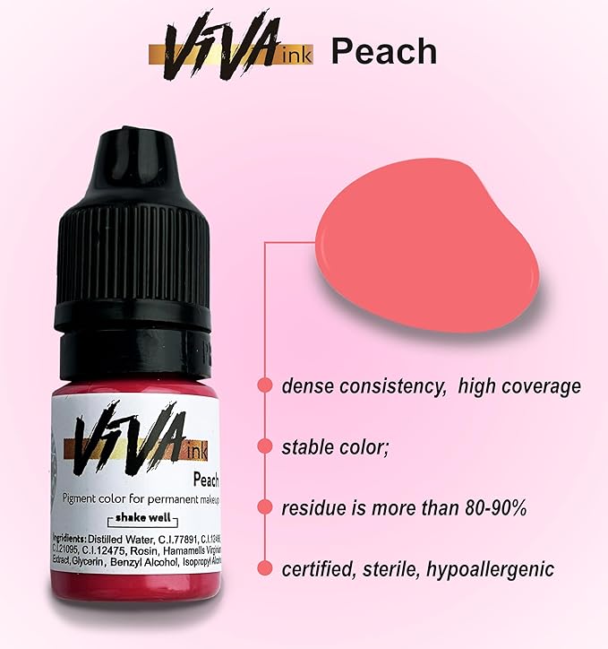 Lip Pigment – Peach – Permanent Lip Makeup – Microblading Ink for Durable and Colorful Lips – Long Lasting Color Lip Cosmetics (0.2 oz)