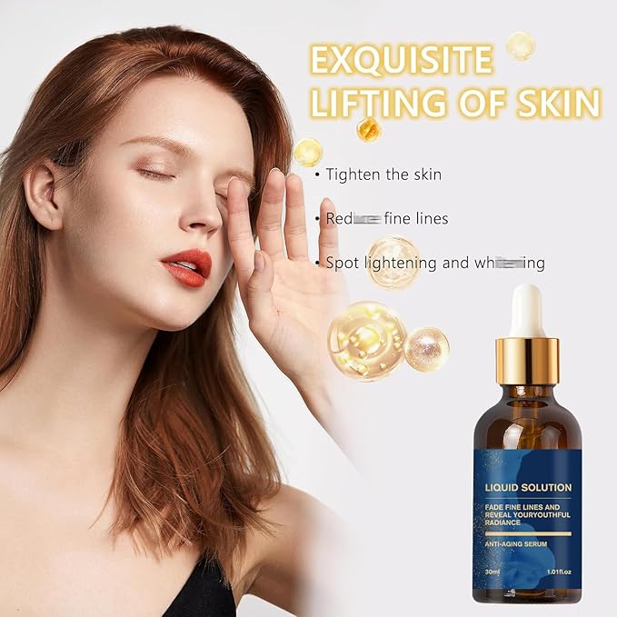Liquid Solution Anti Aging Serum, Facial Serum, Vitamin C & E Serums, Anti Aging Face Tightening, Boost Skin Collagen, Reduce Wrinkles & Plump Skin(2pcs)