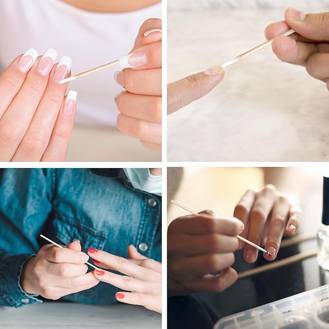 Eyxformula 200 pcs Microblading Cotton Buds with Small Precision Tips, 4-Inch Wooden Sticks, Disposable Mini Pointed Cotton Swabs for Eyebrow Tattoo, Brow Mapping, Permanent Makeup, Nail Clean, Crafts