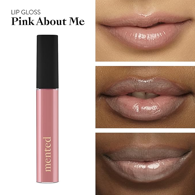 Mented Cosmetics Lip Gloss for Women Tinted Lip Balm Stain, Long Lasting Buildable Moisturizing Lipgloss Lipstick Topper, Made in USA, Cruelty Free Vegan Makeup, Pink About Me