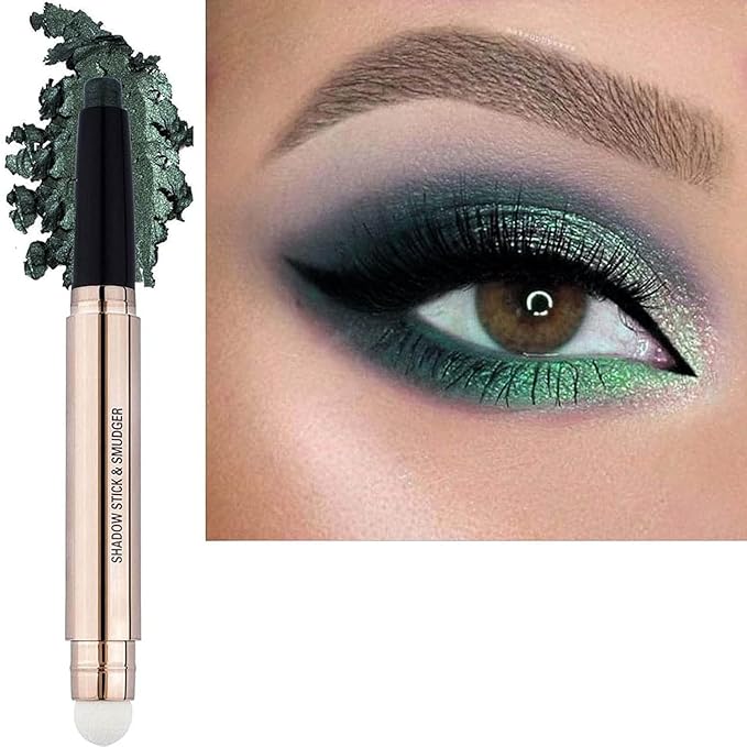 Green Eyeshadow Stick Eye Makeup Cream Smooth Shimmer Eyeshadow Pencil Primer Glitter Dark Light Matte Single base Crayon Primer Palette Eyeliner Hypoallergenic Waterproof Long Lasting