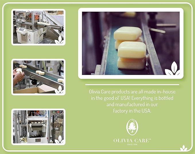 Olivia Care Bath & Body Bar Verbena Soap 4 Pack Gift Box Organic, Vegan & Natural Contains Olive Oil Repairs, Hydrates, Moisturizes & Deep Cleans Good for Sensitive Dry Skin Made in USA