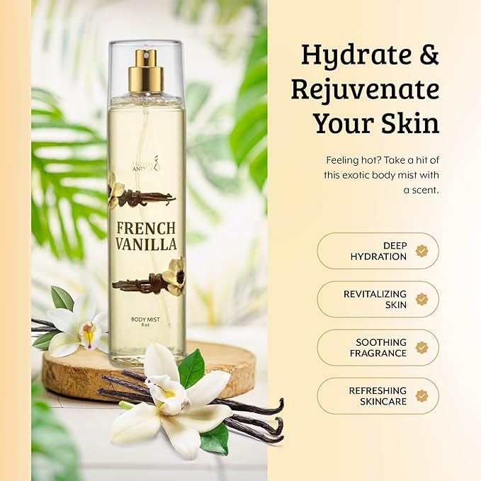 Body Spray For Women, French Vanilla spray Fragrance Body Mist, Unisex rich, comforting, & sweet aroma, 8 oz Fine Fragrance