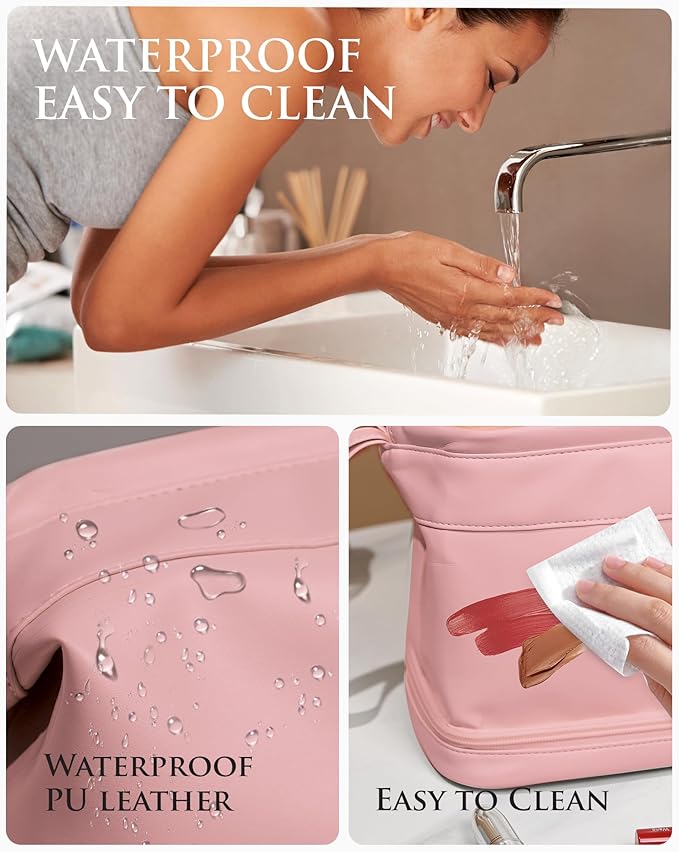 Initial Makeup Bag, Daughter Gifts, Gifts for Teenage Girls Cosmetic Bag with Makeup Brush Organizer, Waterproof, Stuff Bags for Travel Toiletry Bag Cute Things for Girls