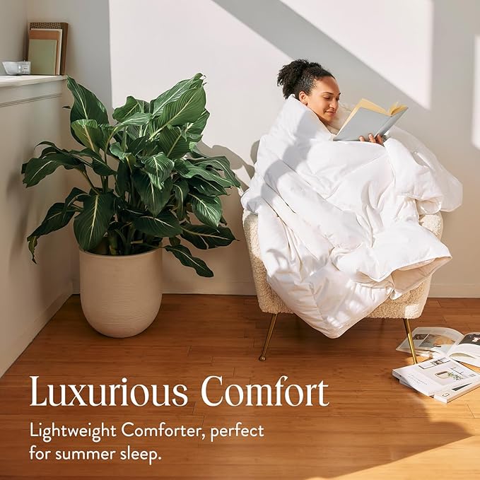 Brooklinen Lightweight Luxury Down Comforter, 100% Natural Canadian Duck Down Duvet Insert - 650 Fill Power, 100% Cotton Shell, King/Cali King Size Comforter for Warm Sleepers