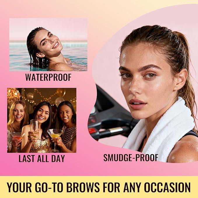 Vevivia Eyebrow Pen - Eyebrow Gel Clear, Dual-Ended Eye Brow Pencils for Women with 4-Fork-Tip and Precise Brush-Tip for Natural Hair-Like Strokes, Last All Day Eyebrow Pencil, Light Brown
