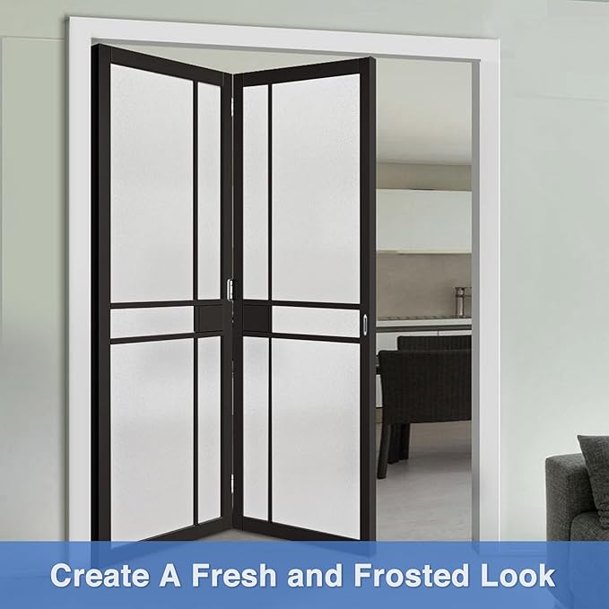 Volcanics Frosted Glass Window Privacy Film with Installation Tools, Removable Static Cling Bathroom Window Film, Heat Control UV Blocking, Peep-Proof, Ideal for Home Office 23.6 x 78.7 Inches