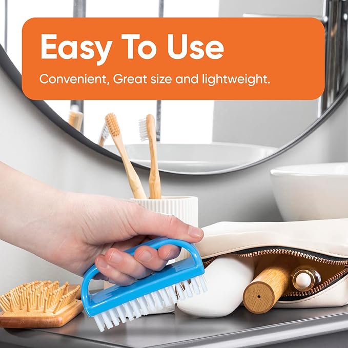 Superio Nail Scrubber Brush - All-Purpose Stiff Cleaning Brush for Fingernails, Toe, Foot & Hands - 9 Pack