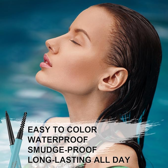 TurritopsisD Micro Brow Pencil 【2-Pack Taupe】 Eyebrow Pencil Waterproof Pro Long-Lasting Precision Micro-Tip Ultra-thin Built-in Soft Spoolie