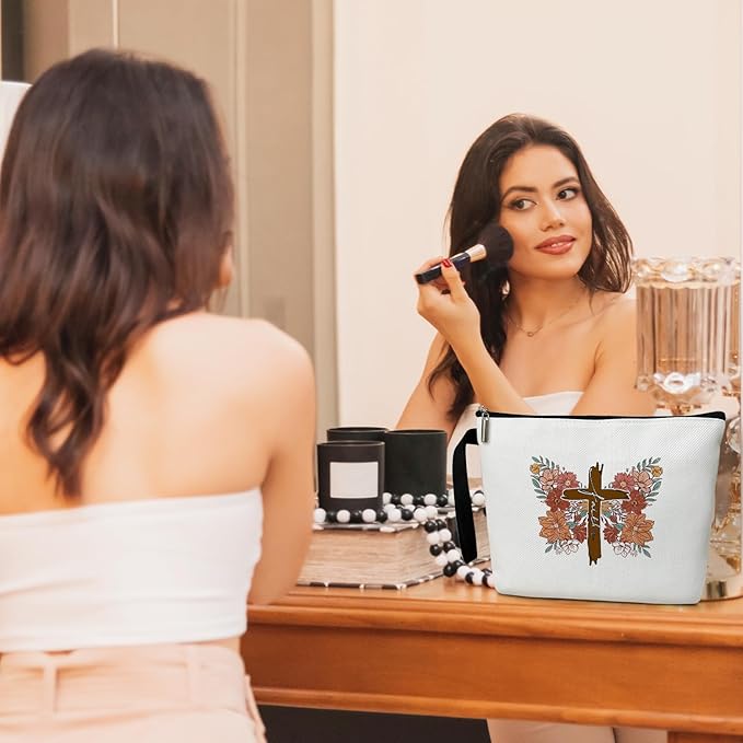 Faith Butterfly Makeup Bag for Women Accessories Organizer, Christian Gifts Religious Gifts for Ladies Wife Sister Friends Coworker, Travel Essentials Purse Toiletry Pouch Cosmetic Bag with Zipper -36