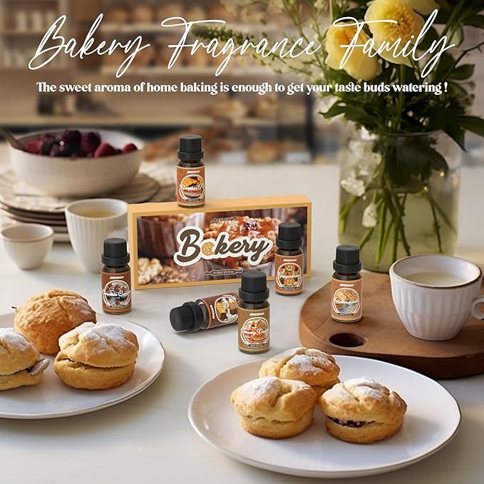 Bakery Fragrance Oils Set, ARVIDSSON Bakery Dessert Essential Oils for Candle Making, Pumpkin Pie, Snickerdoodle, Gingerbread, Creamy Vanilla and More, Cozy Fall Essential Oils for Diffuser