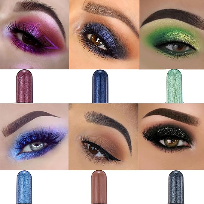 Charcoal Gray Dual Ended Eyeshadow Stick 12 Colors Matte and Shimmer Waterproof Long Lasting Creamy Eyeshadow Pencil for Smokey Eye Natural Everyday Makeup