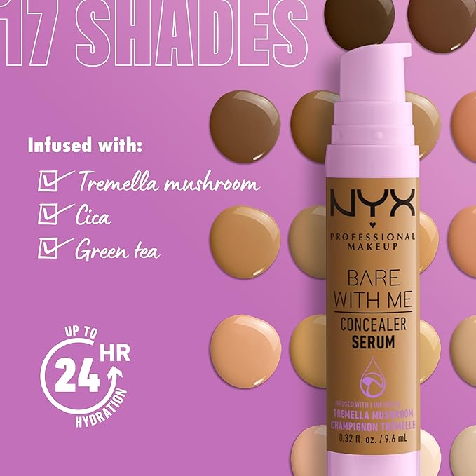 NYX PROFESSIONAL MAKEUP Bare With Me Concealer Serum, Up To 24Hr Hydration - Rich
