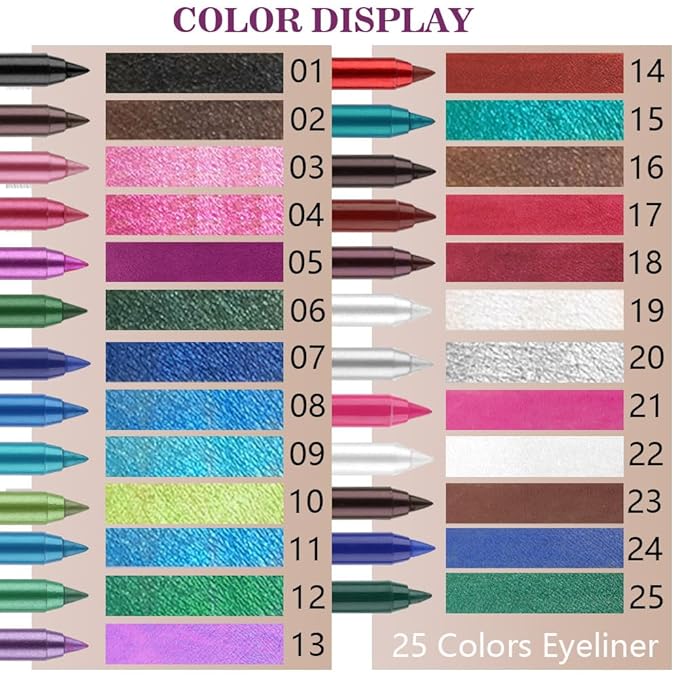 evpct Pearl White Glitter Eyeliner Pencil for Eyes, Pearl White Metallic Shimmer Eye Liner Pencil Makeup Waterproof Smudge Proof, Colored Gel Waterline Eyeliner, Face Eye Paint Stick Halloween Makeup