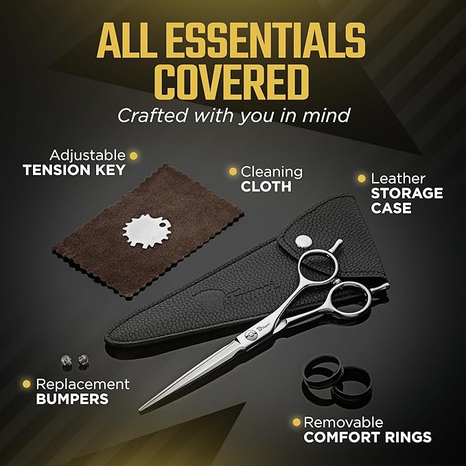 Fagaci Professional Hair Thinning Scissors, 6" 440C Steel, Extreme Sharpness, Texturizing Shears, Barber Scissors Set, Slim Blades