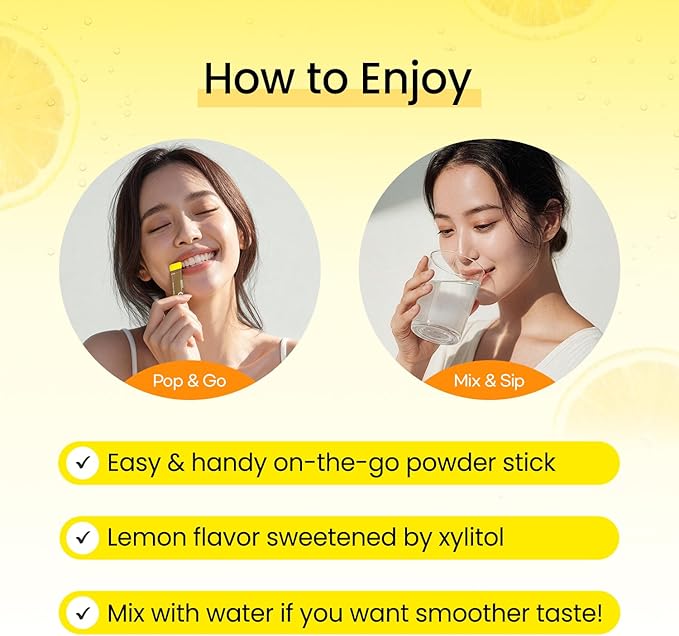 Vita Pop Vitamin C 2,000mg Korean High-Potency Daily Portable Zero Sugar Lemon Flavor Vitamin D & Biotin for Adults & Kids – Vitamin C Supplement for Immune Support, 30 Packets
