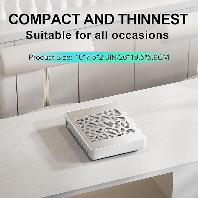 L'UGX Nail Dust Collector, Professional Dust Collector Nail Tech, Powerful Dust Suction Machine Manicure Pedicure Tool for Acrylic Nail Polishing, Low Noise, 30 Pcs Filter Papers