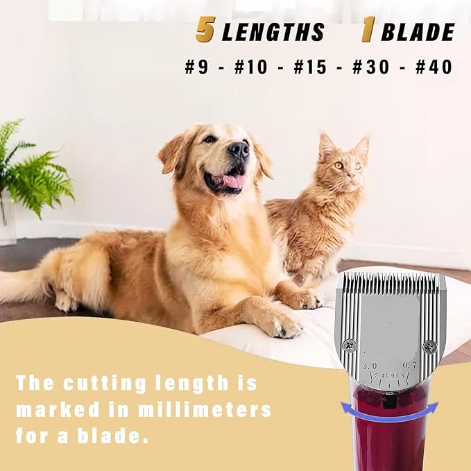 Audoc 5 in 1 Blades Adjustable Dog Grooming Replacement Blades Compatible with Wahl Animal Clipper Arco, Bravura, Chromado, Creativa, Figura, and Motion Pet, Dog, and Horse (Silver/1PC)