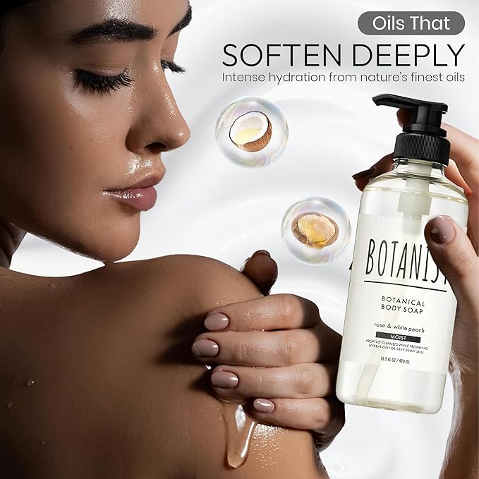 Botanist Foaming Body Wash for Sensitive Skin & Babies, Moisturizing Body Soap with Organic Shea Butter, Almond Oil, Cocoa Butter from Japan, Sulfate & Paraben Free, Rose& White Peach 30.4 Fl Oz
