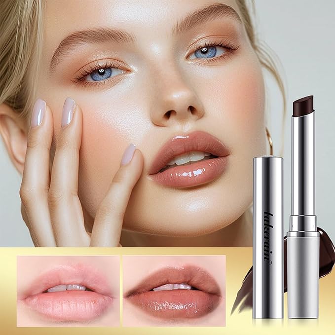 2Pcs Honey Lipstick Tinted Lip Balm, Black and Pink Lipstick, Hydrating Natural Glossy Lip Balm, Sheer Lightweight Color, Moisturizing Lip Makeup Lip Care Balm for Repairing Dry Lips