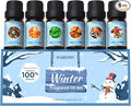 Winter Essential Oil for Diffusers Home, Holiday Fragrance Oils Set, Scented Oil Gift Set for Candle Soap Making - Christmas Wreath, Gingerbread, Mistletoe, Peppermint, Cinnamon, Hot Chocolate