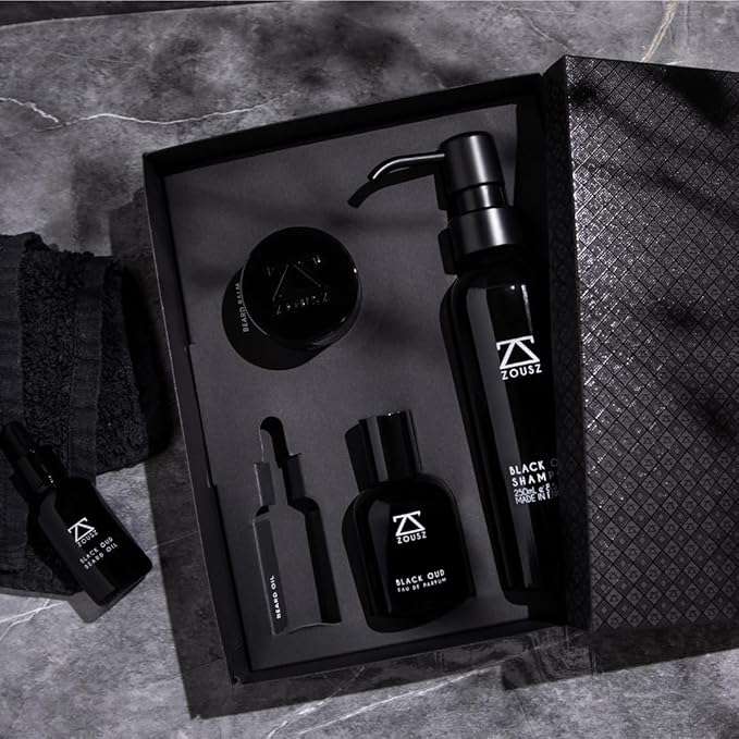 ZOUSZ Beard Shampoo For Men - Black Oud Cleansing, Vitalising and Nourishing Daily Beard Wash Containing Natural & Organic Ingredients + PRO-Vitamins - 250mL
