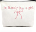 fkovcdy Pink Bow Makeup Bag for Girls, I'm Literally Just A Girl, Cute Bow Gift for Women, Small Bow Lover Travel Cosmetic Bag Zipper Pouch for Daughter granddaughter for Birthday Christmas 2