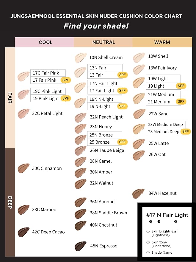 [JUNGSAEMMOOL OFFICIAL] Essential Skin Nuder Cushion (04 N Light) | Refill Only | Natural Finish | SPF50 Broad Spectrum | Makeup Artist Brand