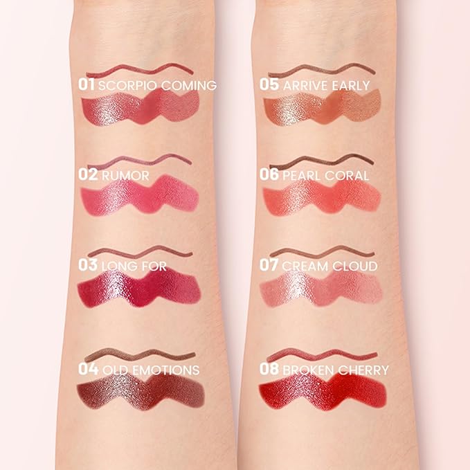 Erinde 2pcs Lip Liner and Lipstick Combo Set, Matte Lipliner Pencil & Hydrating Lip Gloss Makeup Kits for Women, Waterproof, Long Lasting, Highly Pigmented, Nude Brown Natural Lipstick, 02