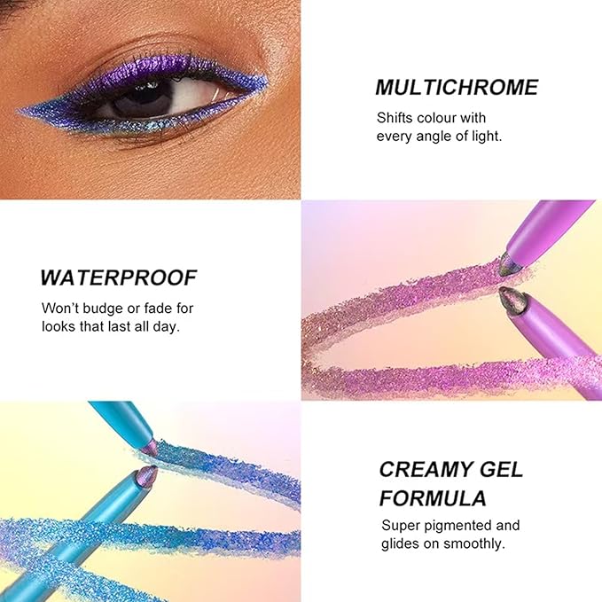 Eyeliner Eyeshadow Stick Chameleon Metallic Glitter Eyeliner Pen Multicolor Cream Shimmer Glitter Smooth Eyes hadow Stick Waterproof Long Lasting Eye liner Pencil,Smudge-proof, Transfer-proof # 01
