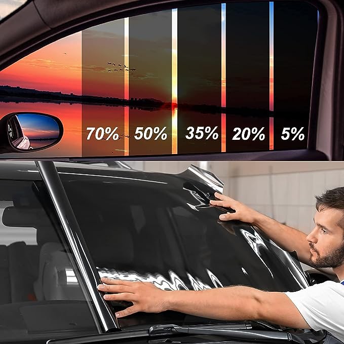 Automotive Window Film 70% VLT 24" in x 25'Ft - Ceramic Privacy Window Tint for Car, Blocks 99% UV & IR Rays, Heat Resistant Anti-Glare Film for Auto Windshield, Scratch Resistant Sun Shade Tint