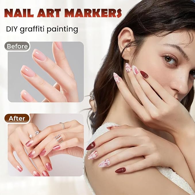 12 Color Nail Art Pens for Painting Nails, 2026 New Nail Art Markers for Gel Nails, DIY Nail Art Marker Drawing Painting Liner Pen for Home Salon Quickly Dry Nail Art (2 Pack)
