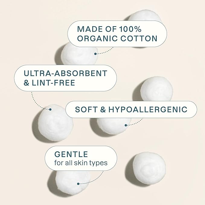 Cliganic Organic Super Jumbo Cotton Balls (100 Count) - Hypoallergenic, Absorbent, Large Size, 100% Pure (Packaging May Vary) (Pack of 2)