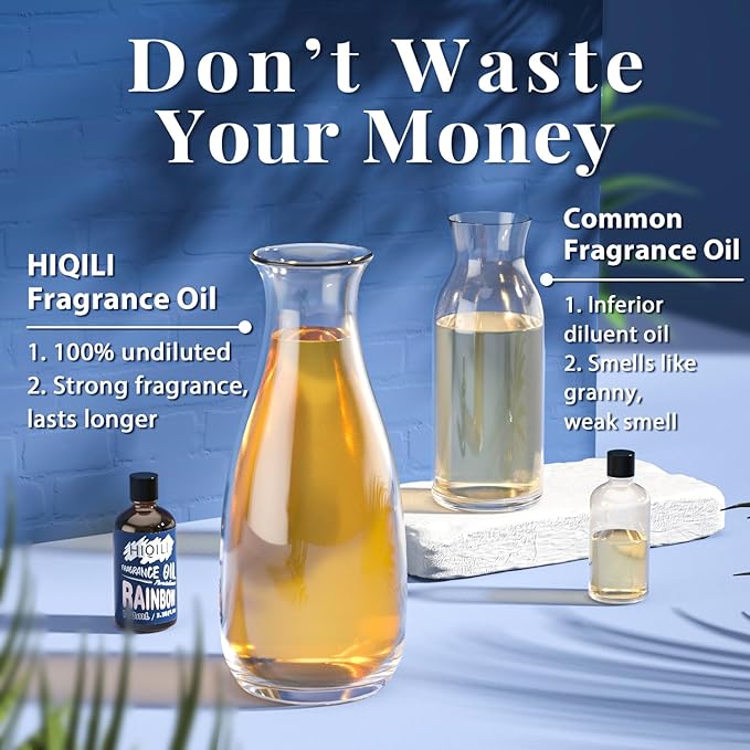 HIQILI Rainbow Essential Oil 100ml -for Aromatherapy, Fragrance Oil for Home Diffuser, Car Freshies, Scented Oil DIY Candle Soap Perfume Making Supplies 3.38 Fl Oz