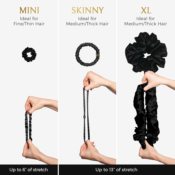 Silk Scrunchies Ponytail Holders – Oversized Mulberry Silk Scrunchies – Extra Large No Damage Hair Ties for Curly, Thick, and Thin - Hair Accessories for Women – Midnight Blooms, XL By Curlfriend
